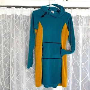 Melanzana microgrid hoody dress with kangaroo pocket